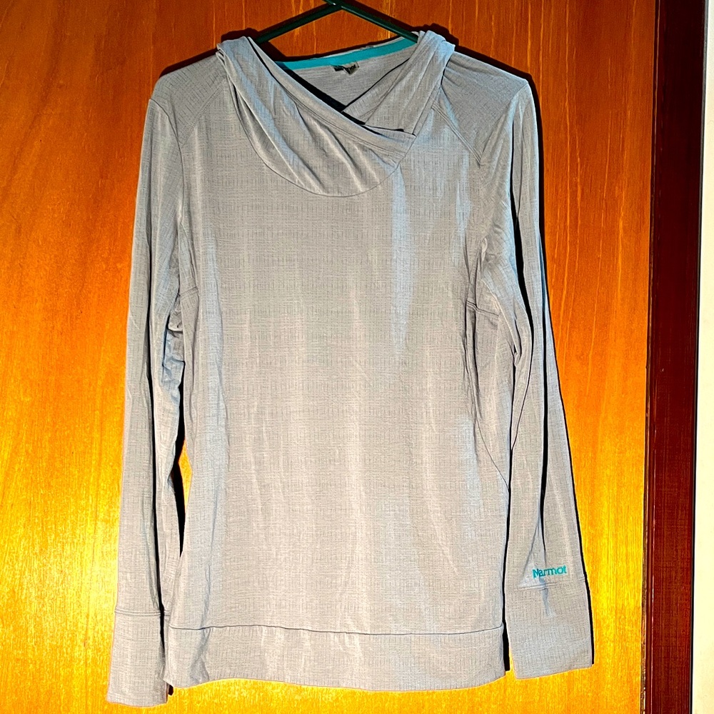 Marmot Margo Soft Grey & Green Lightweight Pullover Hoodie - Size L